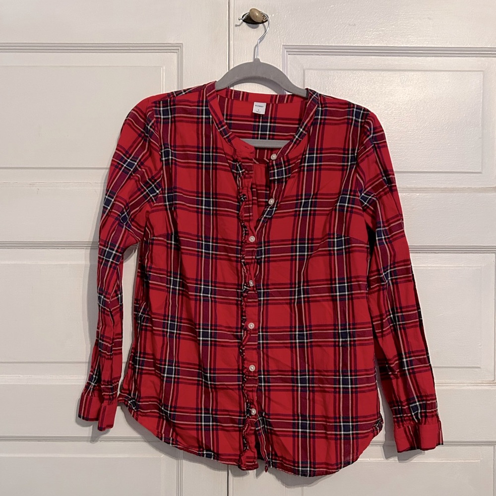 Red Plaid Dress Shirt | Size Small Girls